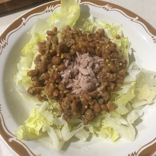 ツナ缶と納豆でサラダ